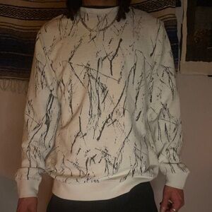H&M Men's White and Black Forest  Patterned Sweater
